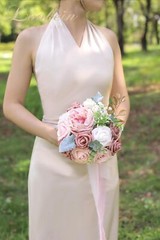 Lookein Bridesmaid Bouquet Set of 4 Boho Wedding Bouquet 7-Inch Fake Flower B…