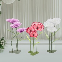 3pcs Artificial Handmade Free Standing Decoration Corn Poppy Flower Round Bases