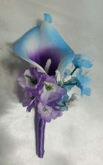 Light Blue Purple White Calla Lily Bridal Wedding Bouquet Accessories