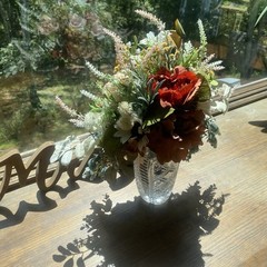 Beautiful Bridal Wedding Bouquet Budget Handmade Faux Flowers Pink Red Brown
