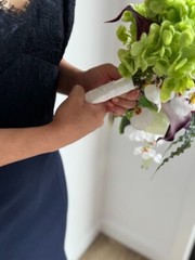 Artificial real touch hydrangea wedding bouquet with orchid, lily, anthurium