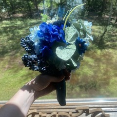 Bridal Wedding Bouquet Beautiful Budget Handmade Faux Flowers White Blue Green
