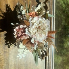 Bridal Wedding Bouquet Budget Friendly Handmade Faux Flowers White Pink Orange