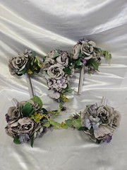 Vintage Style Wedding Set, Purple Wedding Bouquet Package, 5 Pc