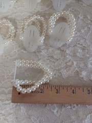 12 Pc WHITE Corsage Wristlet Bracelet Wrist Corsage Elastic Pearl Wedding Prom