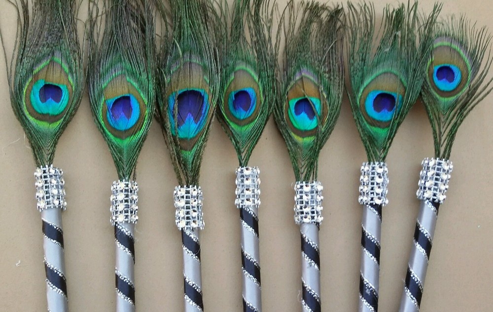 12 Peacock Feather Pen Party FAVOR for Weddin Gift ,Sweet16,Bridal S,Quinceañera