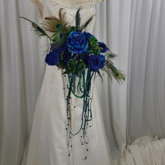 Peacock Blue Beautiful Faux Silk Wedding Bouquet
