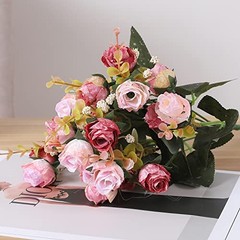 7 Branch1 Mini Rose Heads Artificial Flowers Bouquet Wedding Home 2 2 Pcs Pink