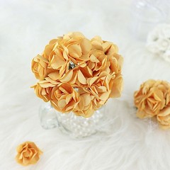144 pcs Gold CRAFT 0.5″ wide MINI PAPER ROSES Wedding Party Flowers SALE