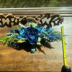 Bridal Wedding Bouquet Hand made Budget Friendly Faux Flowers White Blue