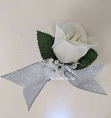 Silver Wedding Anniversary~Ivory~Rose Boutonniere
