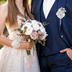 2 Pcs Artificial Corsages Wrists Silver Gray Pearl Diamond Flower Rhinestone