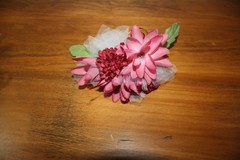 Set of 4 Handmade Pink-Burgandy Silk Flower Corsages