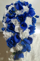 Horizon Royal Blue White Rose Calla Lily Bridal Wedding Bouquet Accessories
