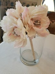 9” Wedding Brooch Bouquet Rhinestone Gem Bridal Satin Rose Peonies Flower Faux