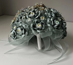 Bridal Wedding Bouquet Sea Foam Green Pearls Floral Embellished & Corsage