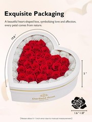 47 Preserved Roses in Heart Shape Box, Forever Flowers Rose Box Red
