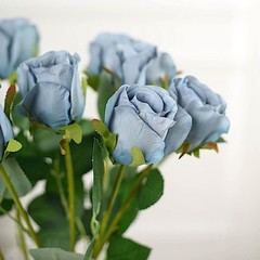 DUSTY BLUE 24 Artificial 31″ Long Stem Silk ROSE FLOWERS Party Event Decorations