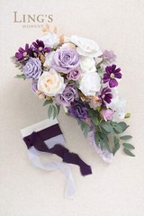 Ling’s Moment Purple Bridal Bouquet Cascading, Lilac Wedding Bouquets for Bri…