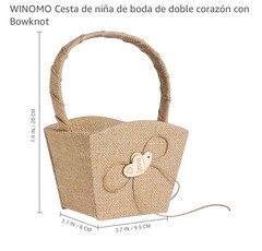 WINOMO Cesta de niña de boda de doble corazón con Bowknot