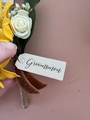 Boutonniere for Men, 6pcs Groom Groomsmen Boutonniere with Pins – Sunflowers