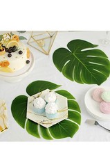 24 Green ARTIFICIAL MONSTERA LEAVES Tropical Greenery Party Events Decorations