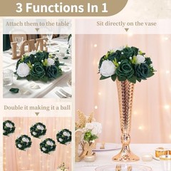 Green Flower Ball Centerpieces: 2 Pcs Forest Green & Hunter Green & Ivory