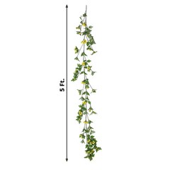 YELLOW 5 ft SILK Daisy FLOWERS Garland Magnolia Leaves Hanging Vine Party Events