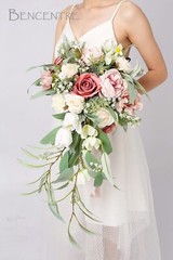12 Inch Dusty Rose Bridal Bouquet, Cascading Bouquet,Wedding Bouquet,for Wedd…
