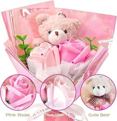 Preserved Flowers Mothers Day Gift, Eternal Flower Roses Bouquet with Bear for M