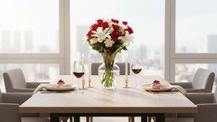 Red Royale Rose Bouquet (Vase Included) – Deluxe, Red/White