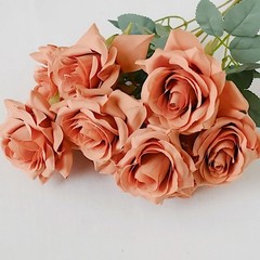 TERRACOTTA 2 Bushes 17″ Silk Roses Artificial FLOWERS Bouquets Party Decorations