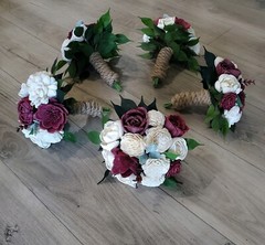 Burgundy Bridesmaid Bouquets Sola Wood Bridal Red Wine White Cream Wedding