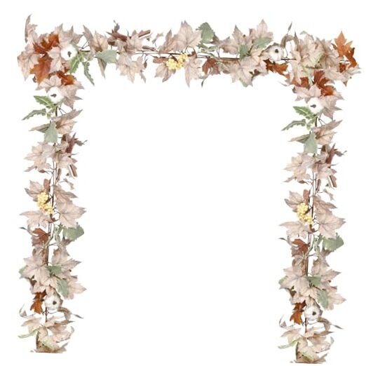2 Pack Fall Garland Maple Leaf, 5.9Ft/Piece Hanging Vine Garland White&green