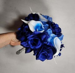 Royal Blue Rose Calla Lily Bridal Wedding Bouquet Accessories