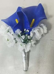 Horizon Royal Blue White Rose Calla Lily Bridal Wedding Bouquet Accessories
