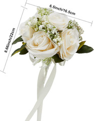 6.5″ Ivory Bridesmaid Bouquet Set of 6 – Elegant Artificial Flowers