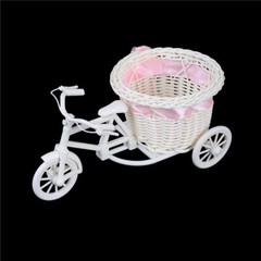 Rattan Bicycle Storage Basket Float Vase Plant Stand Holder Flower Basket