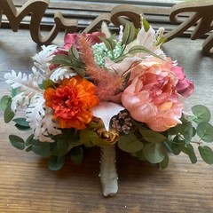 Bridal Wedding Bouquet Budget Friendly Beautiful Faux Flowers White Pink Orange