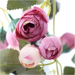 3 Silk-5 ft Artificial Variegated Rose Flowers Garlands Vines, Pink Camellia