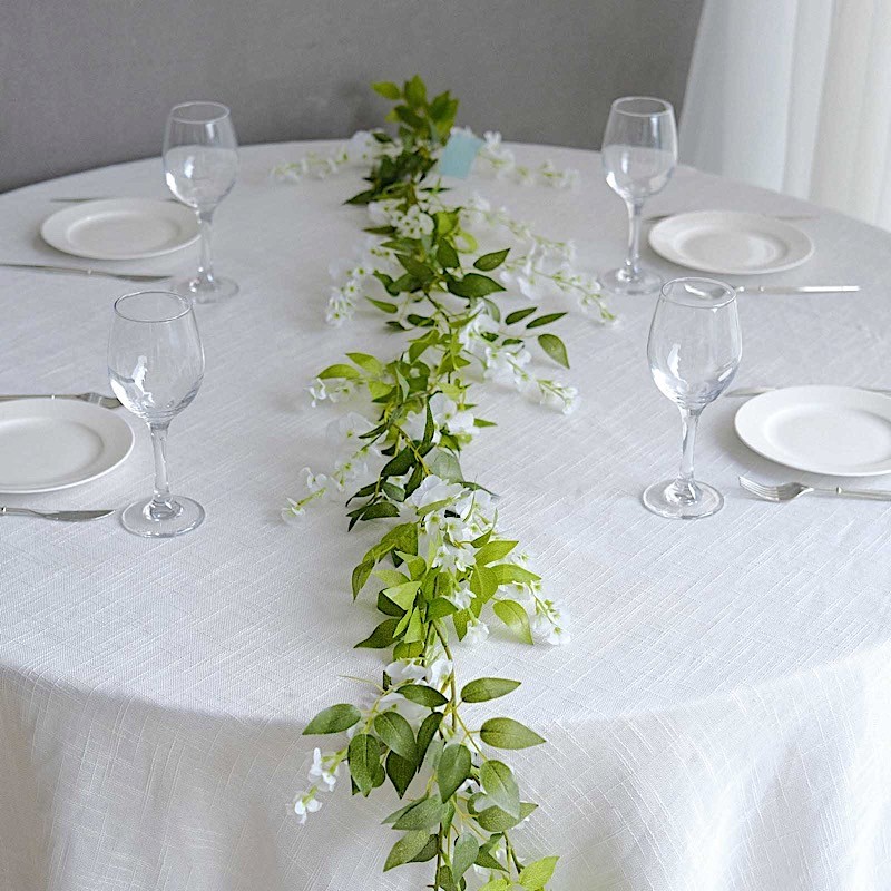 2 WHITE 6 ft Artificial Silk Wisteria Flowers Hanging Vine Garlands Wedding