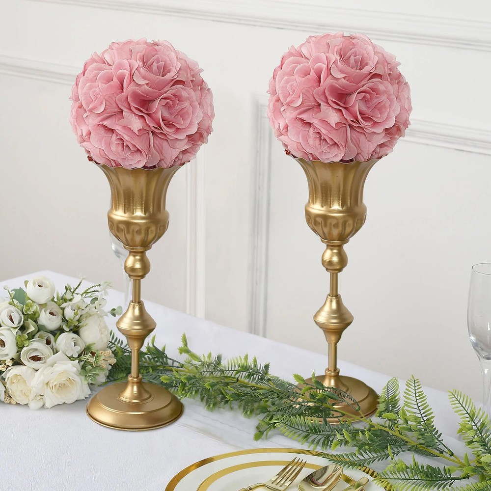 2 MAUVE 7″ Silk Roses Flowers Kissing Balls Wedding Events Centerpieces