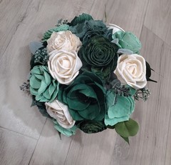 Emerald Green Bridal Bouquet Sage Sola Wood Bridesmaid Wedding Flower Prom Decor