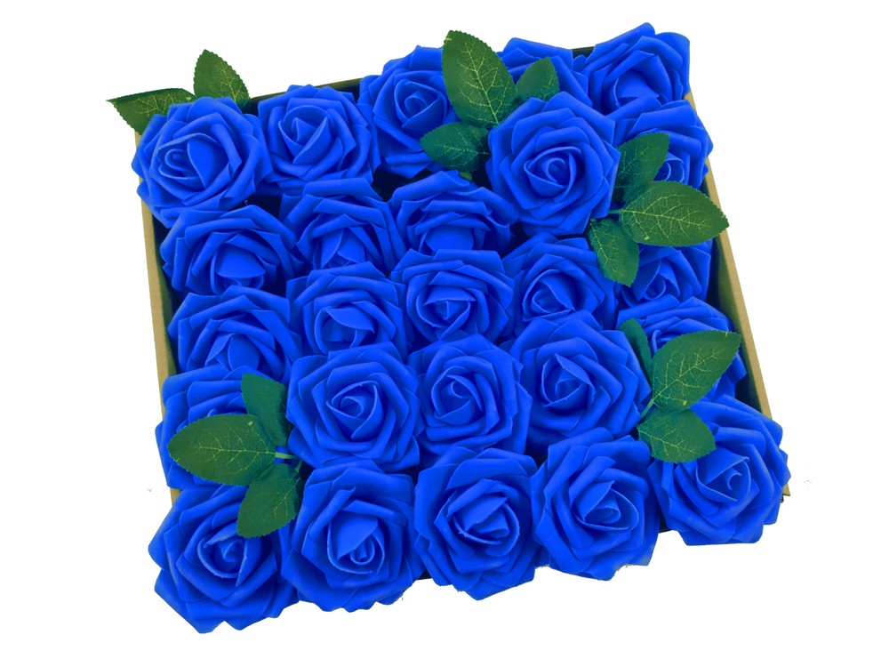 US 25/50pcs Royal Blue Foam Roses Decoration DIY for Wedding Party Baby Shower