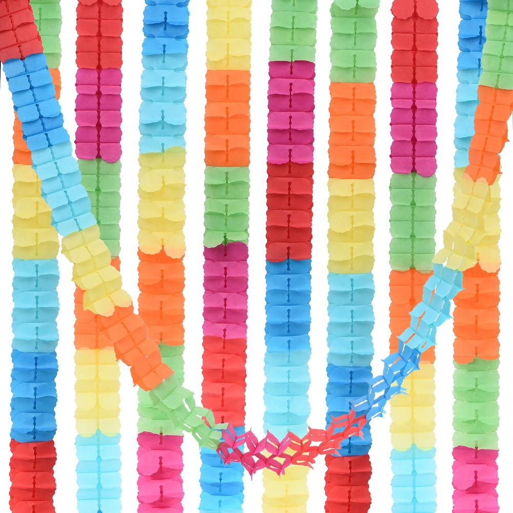 9.8ft Four-Leaf Garland, 9 Pack Tissue Paper Hanging Flower, Multicolor