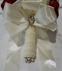 NEW Bridal Red & Ivory Satin Floral Wedding Bouquet