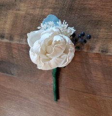 Navy Blue Gray Bridal Bouquet White Sola Wood Artificial Wedding Flowers Bride
