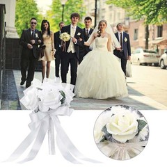 Hand Bunch Bridal Holding Flower Artificial Rose Silk Bouquet Bridesmaid Decor
