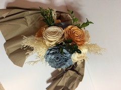 Sola Wood Flowers Dusty Blue And Coral Small Bouquet Wedding