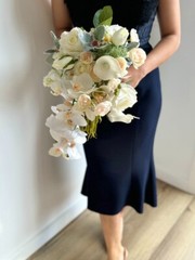 Ivory & White Wedding waterfall Bouquet – artificial real touch lily and orchid